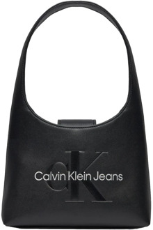 Calvin Klein Jeans Zwarte Bedrukte Rits Handtas Damesmode Calvin Klein Jeans , Black , Dames - ONE Size
