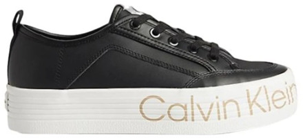 Calvin Klein Jeans Zwarte Casual Leren Dames Sneakers Calvin Klein Jeans , Black , Dames - 38 Eu,39 Eu,40 EU