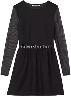 Calvin Klein Jeans Zwarte Jurk met Lange Mouwen Calvin Klein Jeans , Black , Dames - XS