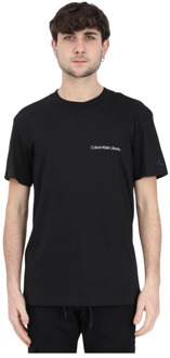 Calvin Klein Jeans Zwarte T-shirts en Polos met Wit Logo Calvin Klein Jeans , Black , Heren - Xl,L,S