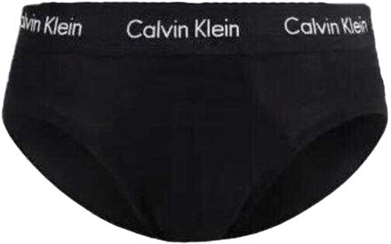 Calvin Klein Katoenen herenslip met logo (set van 3) - maat S Zwart