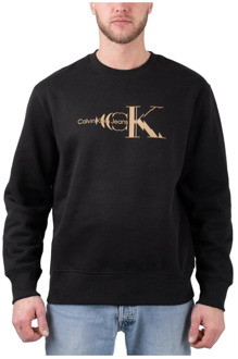 Calvin Klein Koperen Logo Sweatshirt Calvin Klein , Black , Heren - 2XL
