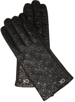 Calvin Klein Leren Handschoenen met Ingelegd Logo - Zwart Calvin Klein , Black , Unisex - M/L,S/M