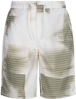 Calvin Klein Lichtgewicht Diffuus Grid Shorts in Wit Calvin Klein , Multicolor , Heren - Xl,L,M,S
