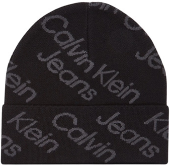 Calvin Klein Logo Motief Muts - Biologisch Katoen Calvin Klein , Black , Heren - ONE Size