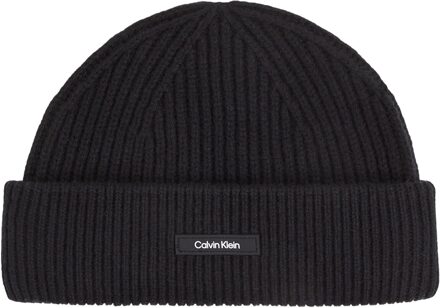 Calvin Klein Logo Patched Docker Beanie Calvin Klein , Black , Heren - ONE Size