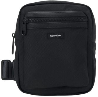 Calvin Klein Logo Patched Fabric Shoulder Bag Calvin Klein , Black , Heren - ONE Size