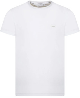 Calvin Klein Logo Plaque White T-Shirt Calvin Klein , White , Heren - Xl,M
