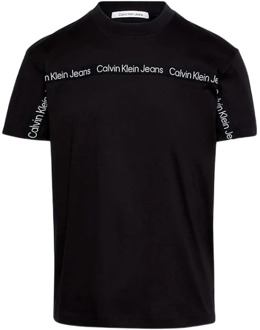 Calvin Klein Logo Tape Heren T-shirt - Zwart Calvin Klein , Black , Heren - Xl,L,M,S