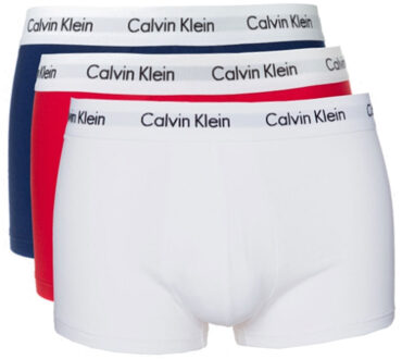 Calvin Klein Low Rise Trunks Boxershort (3-pack) - Wit/Blauw/Rood - Maat S