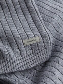 Calvin Klein Merino Rib Trui Met Hals Grijs