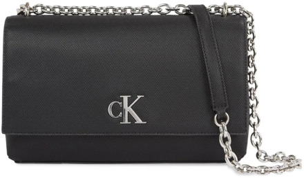 Calvin Klein Minimal Monogram Flap Tas Calvin Klein , Black , Dames - ONE Size