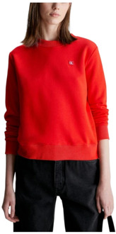 Calvin Klein Minimalistische Badge Crewneck Sweatshirt Calvin Klein , Red , Dames - L,M,Xs