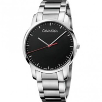 Calvin Klein Moderne quartz horloge met zwarte wijzerplaat en zilveren stalen band Calvin Klein , Gray , Dames - ONE Size