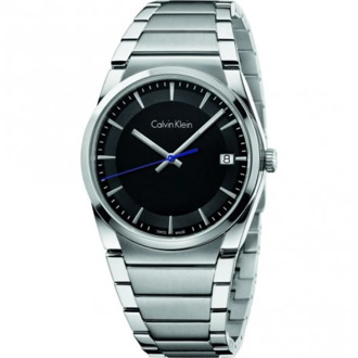 Calvin Klein Moderne quartz horloge met zwarte wijzerplaat en zilveren stalen band Calvin Klein , Green , Dames - ONE Size