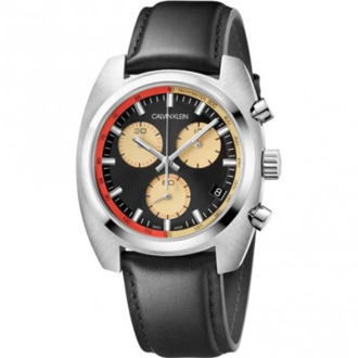 Calvin Klein Modieus Quartz Horloge met Zwarte Wijzerplaat en Leren Band Calvin Klein , Black , Dames - ONE Size