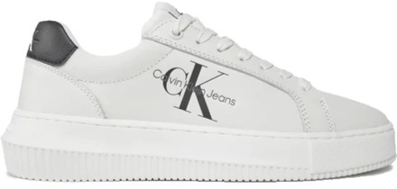 Calvin Klein Monochrome Leren Sneakers Calvin Klein , White , Dames - 39 Eu,40 Eu,41 Eu,37 Eu,36 Eu,38 EU
