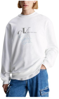 Calvin Klein Monogram Echo Sweatshirt Calvin Klein , White , Heren - Xl,L,M