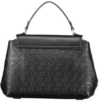 Calvin Klein Monogram Schoudertas Zwarte Leren Handtas - One Size