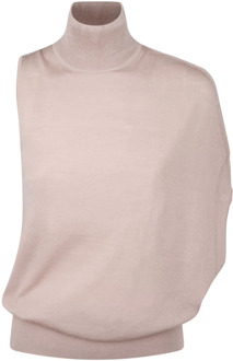 Calvin Klein Neutrale Taupe Asymmetrische Wollen Vest Calvin Klein , Pink , Dames - L,M,S,Xs