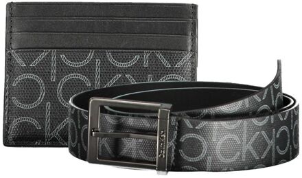 Calvin Klein Omkeerbare Riem en Kaarthouder Set Zwart