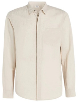 Calvin Klein Overshirt- CK Linen Cotton Regular Shirt Calvin Klein , Beige , Heren - Xl,L,M,S