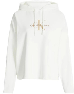 Calvin Klein Oversized Hoodie met Monogram Borduursel Calvin Klein , White , Dames - M,S