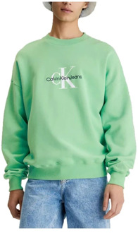 Calvin Klein Oversized Monologo Sweatshirt met ronde halslijn Calvin Klein , Green , Heren - 2Xl,Xl,L