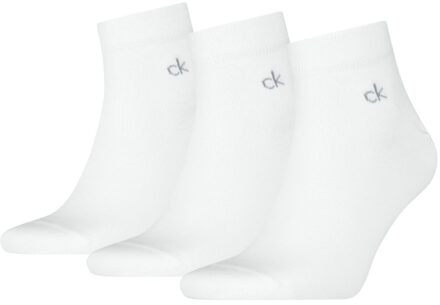Calvin Klein Quartersokken Heren 3-pack Wit-39/42 - 39/42