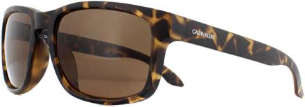 Calvin Klein rechthoek heren matte donkere schildpad bruine zonnebril - maat