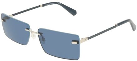 Calvin Klein Rechthoekige Blauwe Zonnebril - maat Lichtblauw