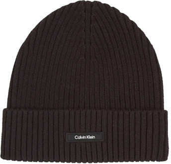 Calvin Klein Rib Beanie Herfst/Winter Collectie Calvin Klein , Brown , Heren - ONE Size