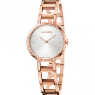 Calvin Klein Roségouden Quartz Horloge met Steenversierde Wijzerplaat Calvin Klein , Pink , Dames - ONE Size