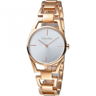 Calvin Klein Roségouden Quartz Horloge met Witte Wijzerplaat en Stalen Band Calvin Klein , Brown , Dames - ONE Size