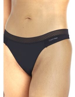 Calvin Klein Seductive Comfort Thong With Lace Zwart - X-Small,Small,Medium,Large,X-Large