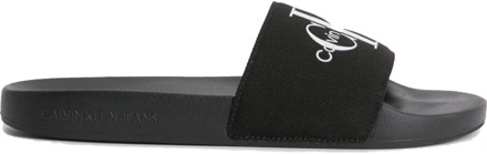 Calvin Klein Slide Monogram Slippers Dames zwart - wit - 38