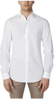 Calvin Klein slim fit overhemd - 2-ply stretch - wit - Strijkvriendelijk - Boordmaat: 39
