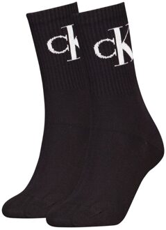 Calvin Klein Sokken Dames Monogram 2-pack Zwart-35/38 - 35/38