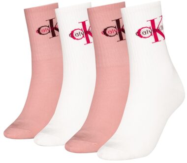Calvin Klein Sokken Giftbox Dames Monologo 4-pack Roze/Wit-One Size (37-41) Roze / Wit - One Size (37-41)