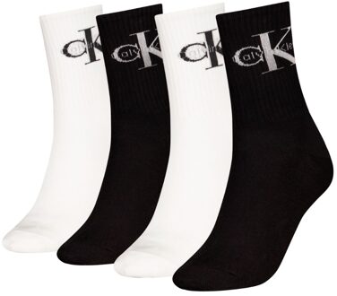 Calvin Klein Sokken Giftbox Dames Monologo 4-pack Wit/Zwart-One Size (37-41) Zwart / Wit - One Size (37-41)