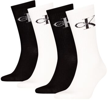Calvin Klein Sokken Giftbox Heren Monologo 4-pack Wit/Zwart-One Size (40-46) Zwart / Wit - One Size (40-46)