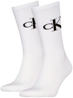 Calvin Klein Sokken Heren Monogram 2-pack Wit-39/42 - 39/42