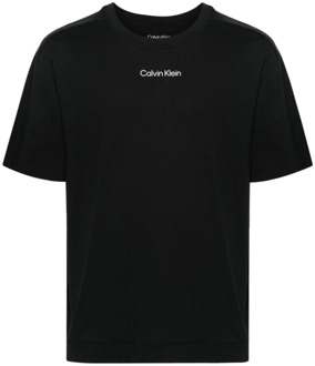 Calvin Klein Sportieve Zwarte T-shirt met Logo Print Calvin Klein , Black , Heren - L,M