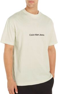 Calvin Klein Square Frequency Logo Shirt Heren off white - zwart - M