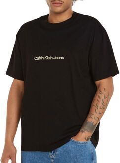 Calvin Klein Square Frequency Logo Shirt Heren zwart - lichtgeel