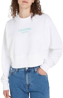 Calvin Klein Stacked Institutional Crewneck Sweater Dames wit - L