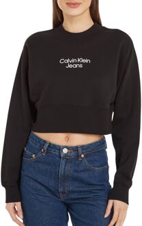 Calvin Klein Stacked Institutional Crewneck Sweater Dames zwart - L