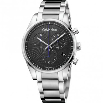 Calvin Klein Steadfast Quartz Horloge met Zwarte Wijzerplaat en Zilveren Stalen Band Calvin Klein , Gray , Dames - ONE Size