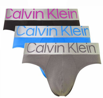 Calvin Klein Steel midi slips 3-pack blauw-grijs-zwart - L
