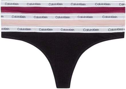 Calvin Klein Strings Dames (3-pack) paars - lichtroze - zwart - M